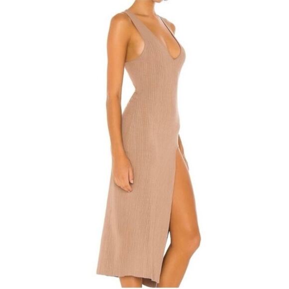 Revolve x Michael Costello Ribbed Midi Dress in Tan Size Medium - Picture 2 of 13